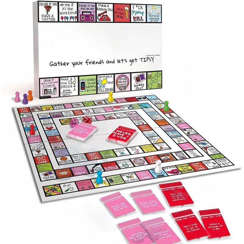 Tipsy Land Drinking Game Board Games for Adults Interactive Party Games Fun Card T--ipsyland Game Any Occasion 2-8 Players Age 18+ Small Size Easy to Carry Must Have for Travel Chess Left Right Center Game