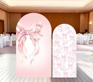 15-day Delivery Pink Floral Arch Backdrop Cover Coquette Bow Toile Bridal Baby Shower Decor