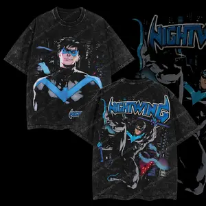 BoldThreads Nightwing Dick Grayson Tales of the Teen Titans #44 Hero Verse Comic Edition Double Printed Oversize Lightweight Acid Washed Tee Comic Graphic Design Top 100% Cotton 250gsm Streetwear Superhero Movie T-Shirt Clothes Hoodies Menswear Womenswear