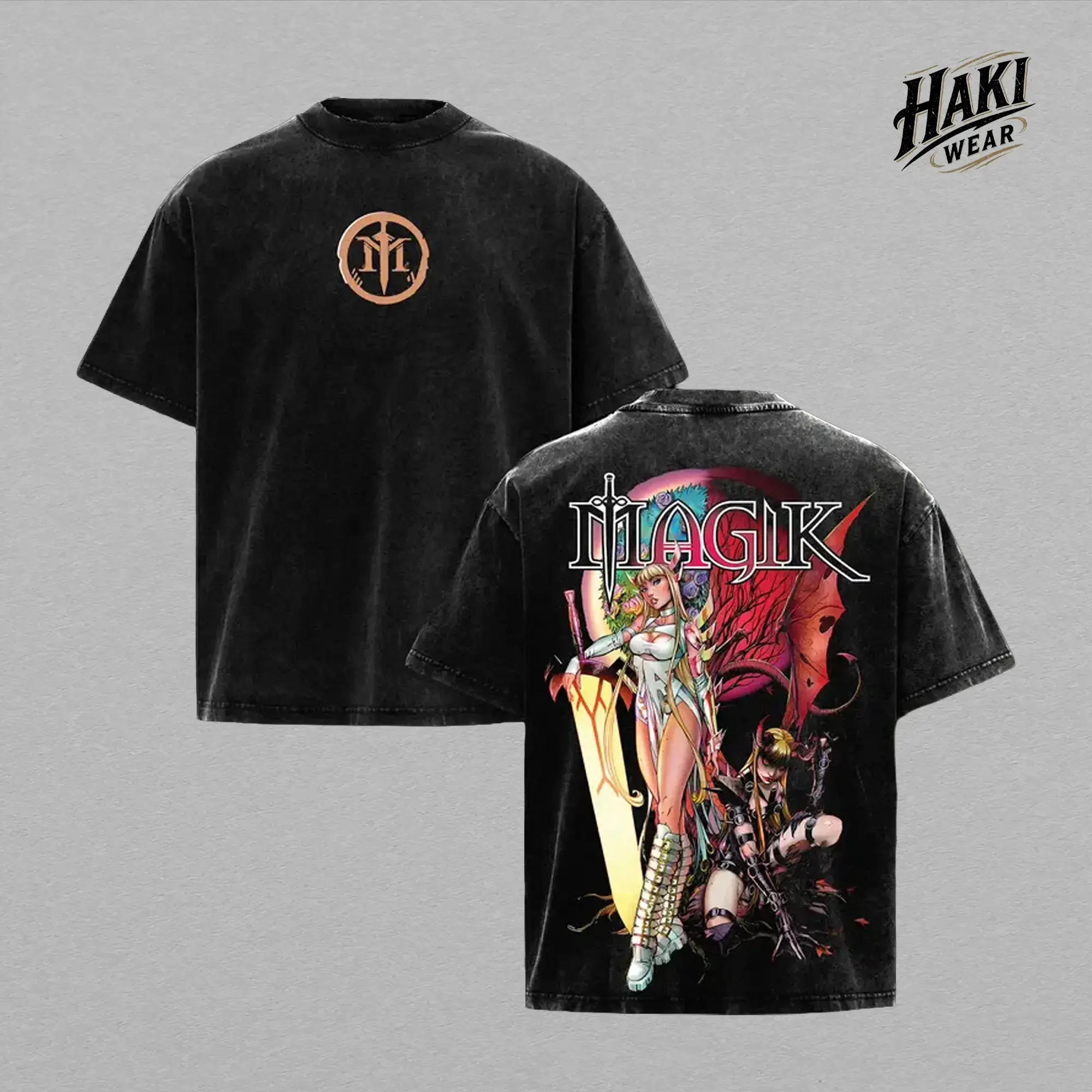 Vintage Washed Magik Comic Graphic Tee Limited Edition Retro 90s Oversized Streetwear T-Shirt Classic Unisex Short Sleeve Top Premium Soft Cotton Gym Pump Cover Casual Everyday Menswear Perfect Gift For Superhero Comic Fans And Cosplayers Best Apparel