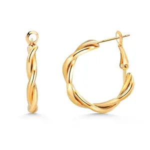 Twisted Hoop Earrings, Gold Plated Twist Hoop Earrings, Twisted Hoop Earrings, Braided Hoop Earrings, Gold Twist Hoop Earrings Earrings