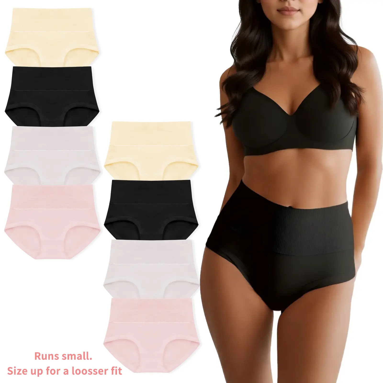 6 Pack STV Women's Seamless Slimming Pants, Bum Tummy Control High Rise Briefs Knickers