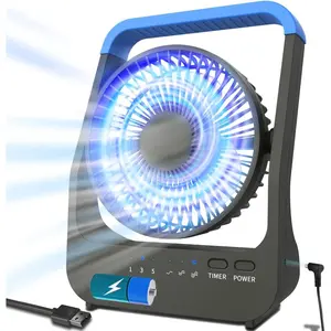 Portable Desk Fan, D  Operated Fan for Hurricane,  Fan by USB  214H Long Lasting with Timer 6'' Portable for Outdoor Camping Quiet 3 Speeds for Office Bedroom(Blue)