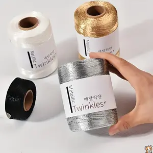 1 Roll of Golden, 450 Meters Metal Knitting Thread, 1mm Handmade Weaving Line, Suitable for DIY Hand Hook Bag Thread, Crochet and Lace