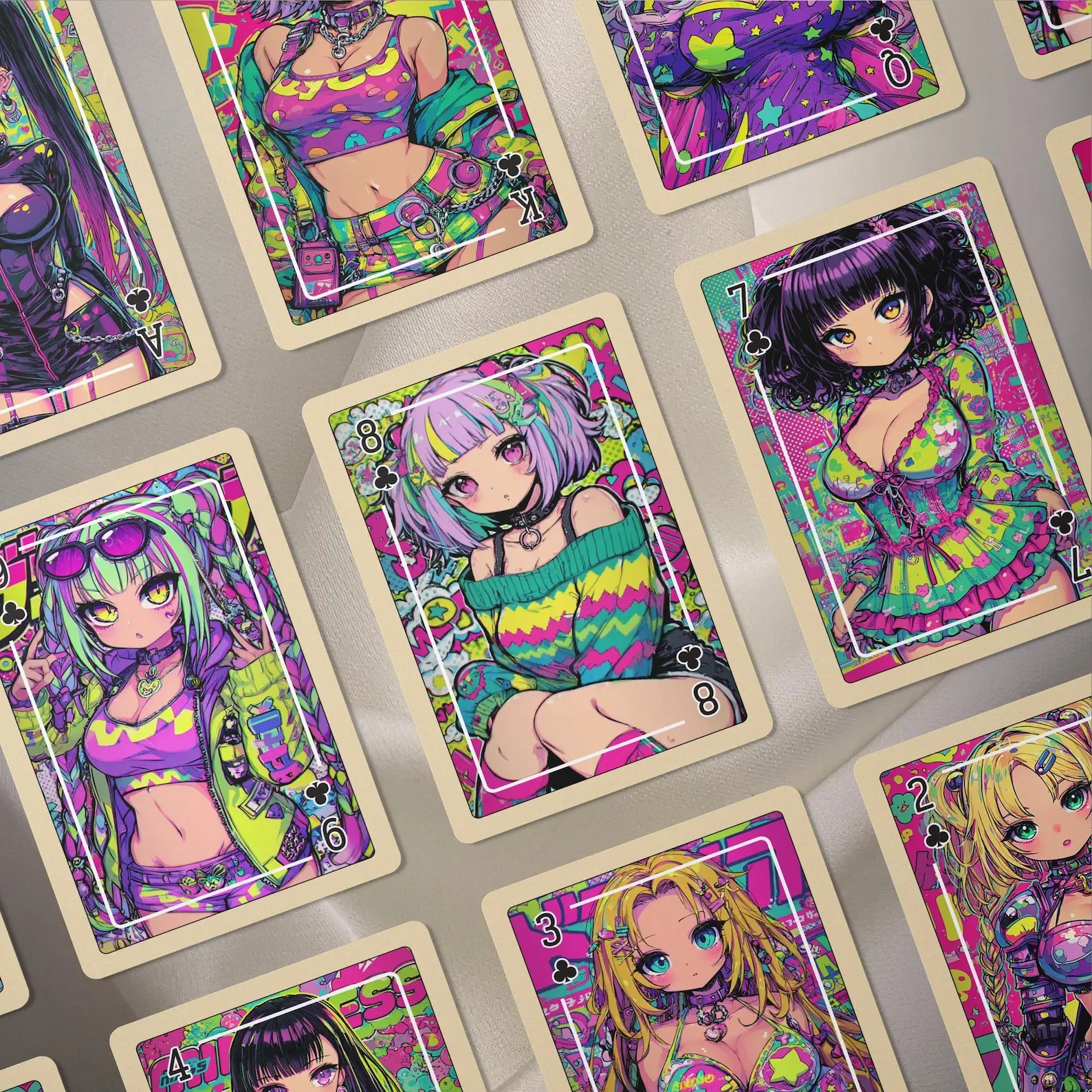 Vibrant Manga Anime Playing Card - Anime Girls 54 Cards Deck, Playing Cards for Fan