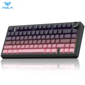 AULA F75 Pro Wireless Mechanical Gaming Keyboard with Knob Control 75% Washer Hot Swappable Custom Keyboard, Tri-Mode 2.4GHz/USB-C/BT5.0 RGB Backlight, Pre-lubricated Reaper Switches, PBT Keycaps (Gradient Pink)   FallFreshness TikTokShopfalldealsforyou