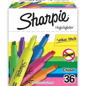 Sharpie Tank Highlighters, Fluorescent And Pastel Highlighters, Chisel Tip, Highlighter Markers Set, Assorted Colors, Value Pack, 36 Count - School, Office, Teacher Supplies