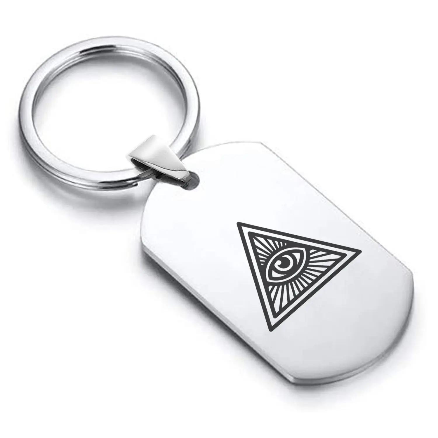 Stainless Steel Masonic All Seeing Eye Symbol Dog Tag Keychain