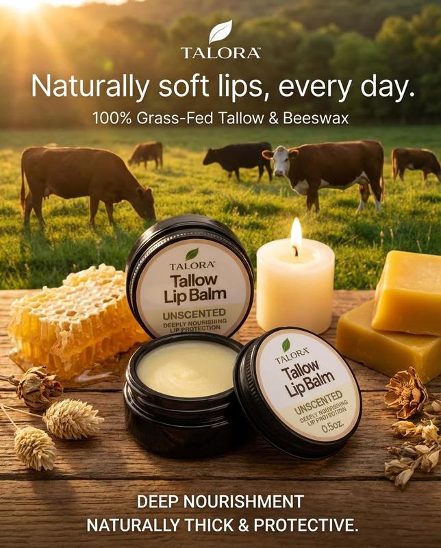 TALORA Tallow Lip Balm: Unscented (0.5oz)
