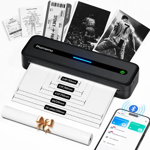 Phomemo A4 Portable Thermal Printer, M832 Inkless Bluetooth Thermal Printer, Wireless Mini Printer, Support 8.5'' x 11'' US Letter & A4 Paper, Compatible with iPhone Android Laptop for Mobile Office &Travel, Compact Thermal Printing