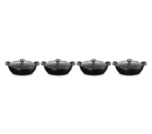 Le Creuset Set of 4 Mini Round Braiser 1/3 QT SS Knob
