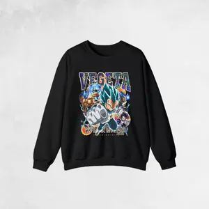 Retro Vintage Vegeta 'Super Saiyan' Tee, Hoodie features a design inspired by Dragon Ball Z Super anime, Anime Manga, Gift For Anime Fan, Sweatshirt Manga Crewneck Hoodie Menswear