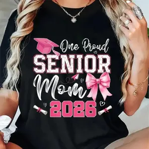 100 Percent Cotton Unisex Senior Mom 2026 Family Graduation Matching T Shirt