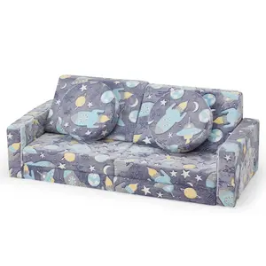 59" Kids Convertible Sofa Chair, Lightweight Foam Couch for Playroom, Bedroom, Gaming, Reading & Naptime