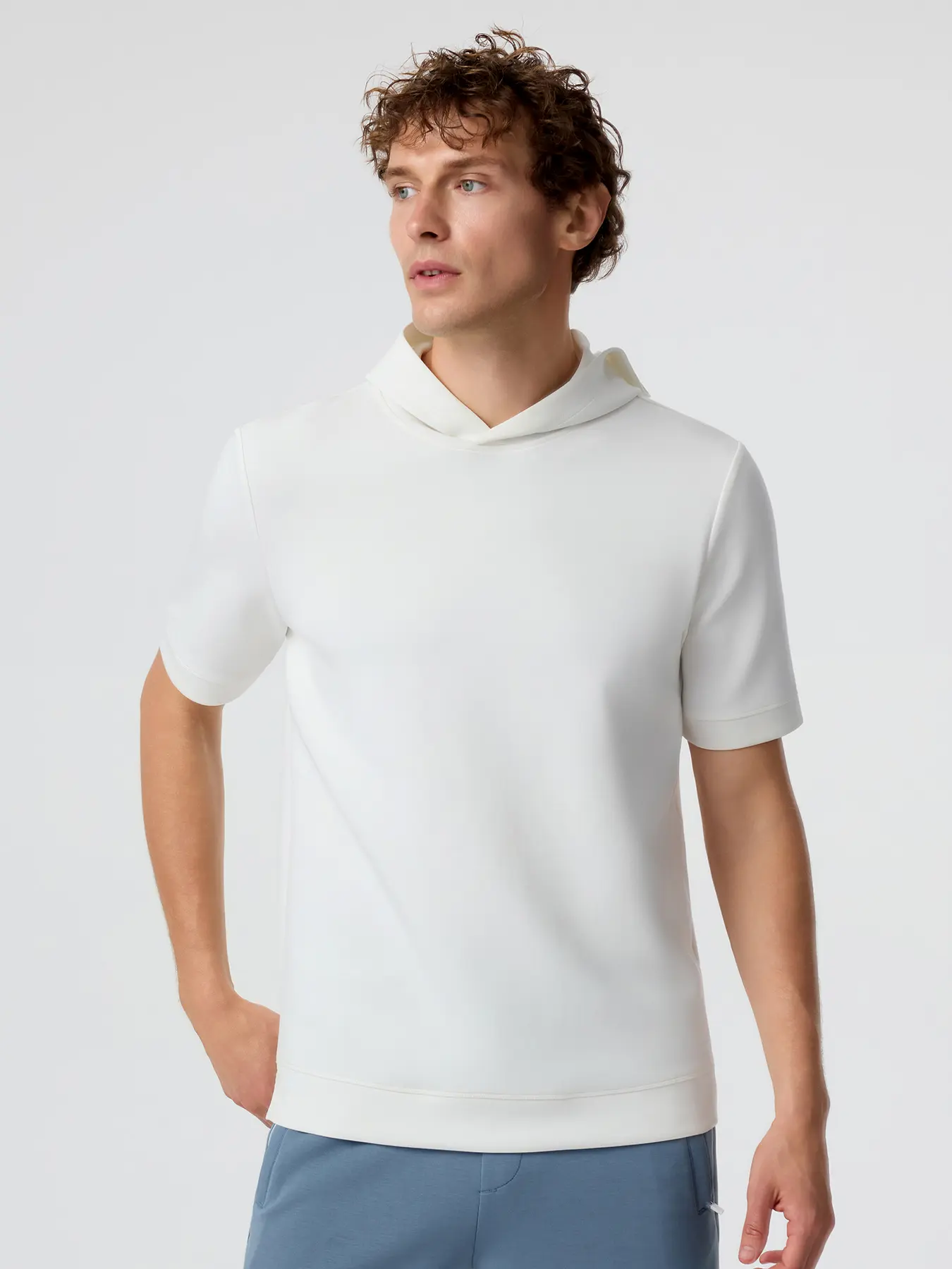 Fioboc Minimalist Men's Modal Hoodie - Premium Quiet Luxury Short Sleeve Athletic Tee