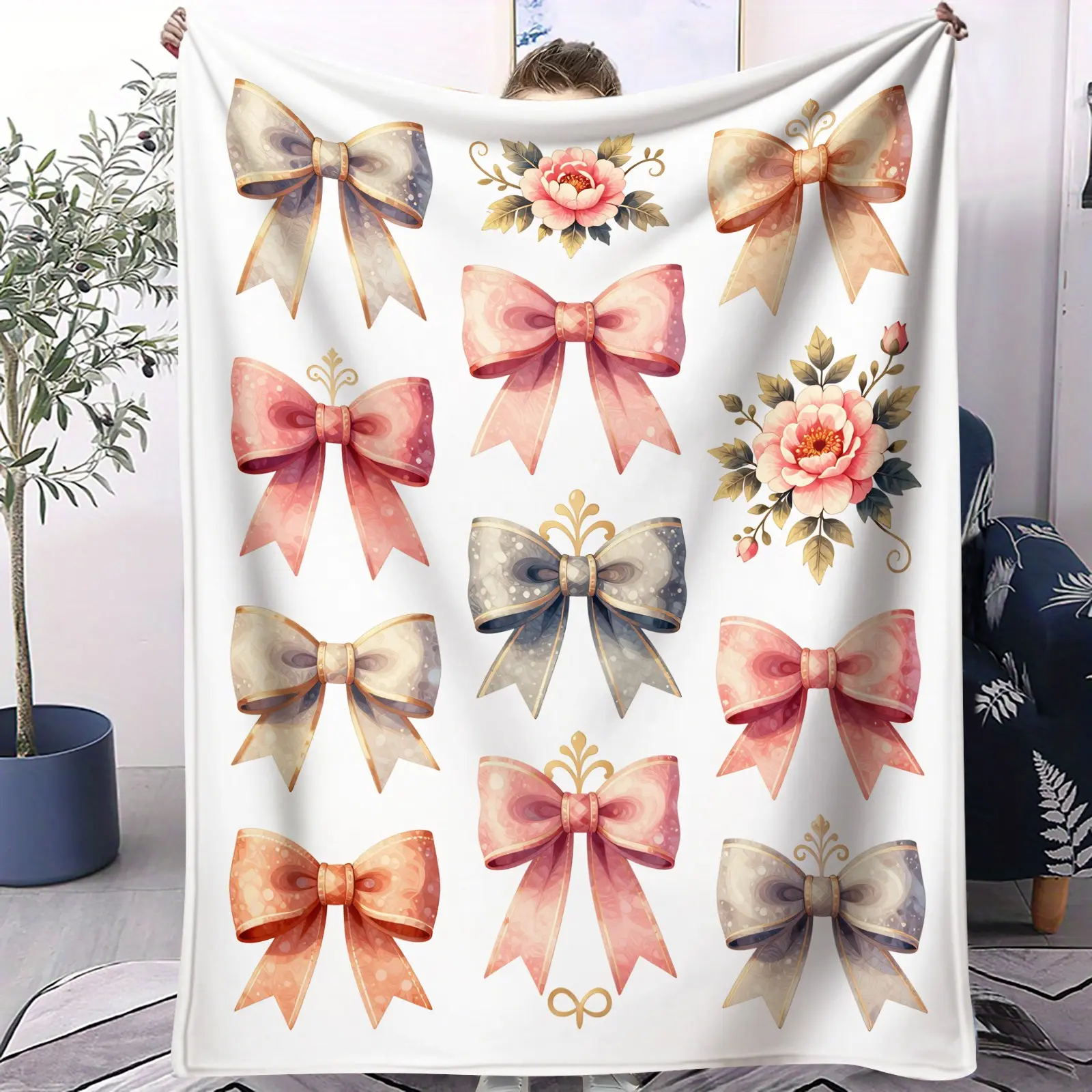 Baroque Style Print Throw Blanket, Multiple Styles, Soft Throws Blanket, Soft Warm Breathable Skin-Friendly, Flannel Blanket for Sofa and Bed, Suitable for All People, Ideal Gift Choice, Soft Cozy Blanket