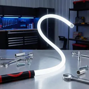 29 In Bendable LED Flashlight Stick, Rechargeable Hands Free Mechanic Work Light With High Brightness Output, Portable Multi Modes Lighting Device for Car Repair, Engine Check, Garage Inspection and Outdoor Night Activities.Solar Motion-Sensor Floodlight