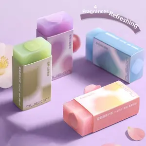 Scented eraser with soft pastel gradient design and gentle fragrance. Smooth erasing removes pencil marks cleanly without residue. Safe material for school, drawing, sketching and daily study. Cute back to school supply Office Supplies