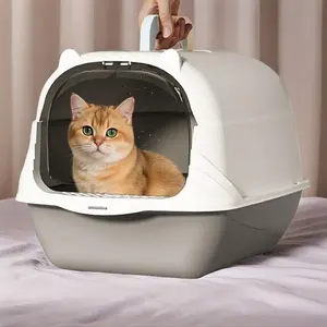 Portable Jumbo Cat Litter Box 20 Inch Extra Large Full Enclosure Anti Tracking Easy Clean with Handle for Travel Home itter