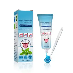 Tongue Cleaning Gel with Brush, Pro Tongue Scraper Kit for Deep Oral Detox, Ultimate Bad Breath Neutralizer & Instant Minty Freshnes
