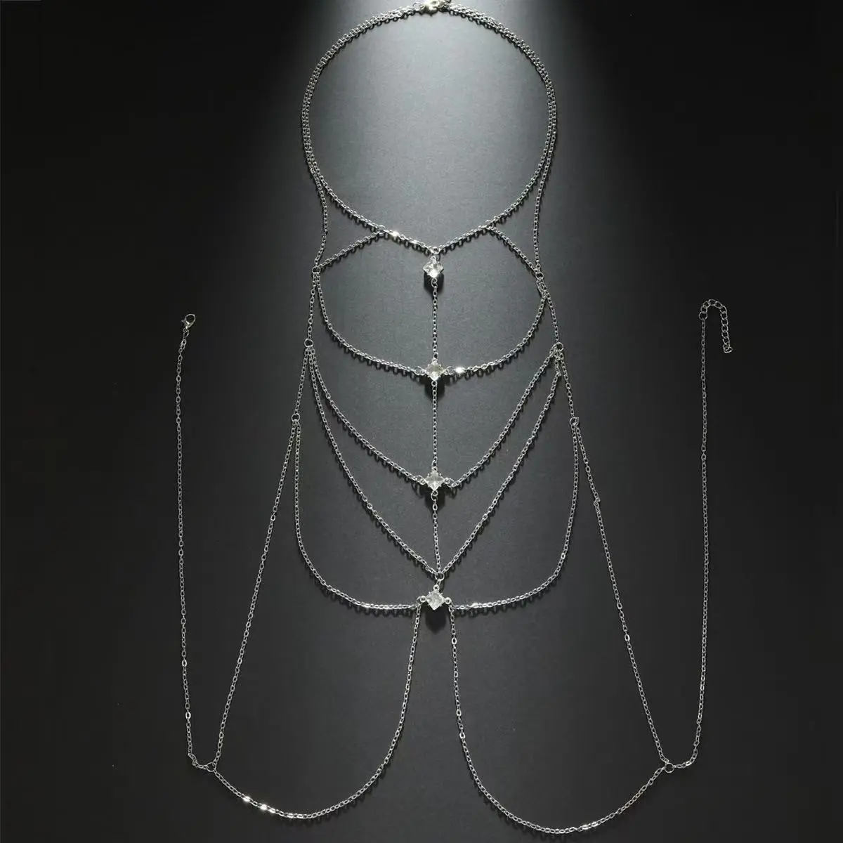 Men's Polished Metal Alloy Body Chain Harness - Adjustable, High-Shine, Resists Tarnishing, Sexy Look Men's Body Jewelry for Parties, Special Occasions, Male