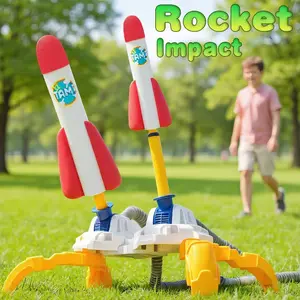 Light-Up Rocket Launcher for Kids – Fun Outdoor Toy, Shoots 100ft, Dual/Single Pads, Glow-in-the-Dark Foam Rockets, Perfect Gift Ages 2+ Perfect Holiday Gift