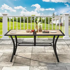 DWVO All Season Patio Indoor Sturdy Metal Dining Table w/ Umbrella Hole for 6 Person DWVO All Season Patio Indoor Sturdy Metal Dining Table w/ Umbrella Hole for 6 Person
