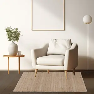 ·REDEARTH · Jute Cotton Area Rug, Sustainable Handwoven, Non-Shedding, Soft & Durable – Reversible, Neutral Tones for Home Décor in Living Room, Dining Room, Bedroom