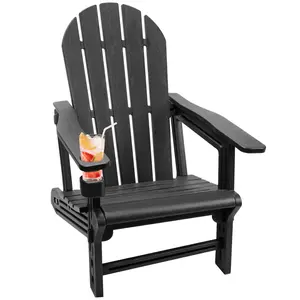 Adirondack Chairs - HDPE Weather Resistant, No Tools and Hardware Required 5-Minute Assembly, Patio, Firepit or Lawn Chairs, Black