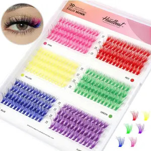 3D Colored Lash Clusters C Curl 312Pcs 6 Colors 10mm 12mm 14mm 16mm Mixed Faux Mink Lashes DIY Individual Lashes 40D Colorful Fluffy Eyelash Extension(40D-10-16,6 Colors-C Curl)