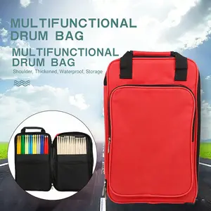 Double Shoulder Drum Stick Backpack, Thickened Padded Multifunctional Storage Bag, Red Black Dual Color, Large Capacity for Drumsticks Brushes, Wear-Resistant Waterproof, for Drummers Band Rehearsal Travel Gig Home Practice Studio Use