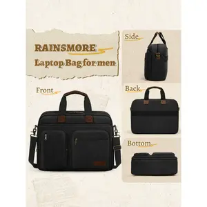 Men's Laptop Messenger Bag, Canvas Briefcase, Waterproof Vintage Computer Backpack, Shoulder Bag for Work, University, Travel, Travel Essentials