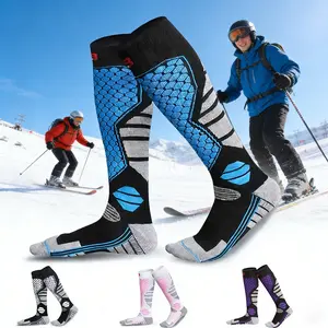 1 pair of professional winter warm ski socks, outdoor sports thickened winter warm long socks, equestrian socks, high-top socks, thickened terry cloth sole, sweat-absorbing and breathable long socks