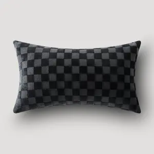 Z Gallerie Checker Velvet Pillow - Black