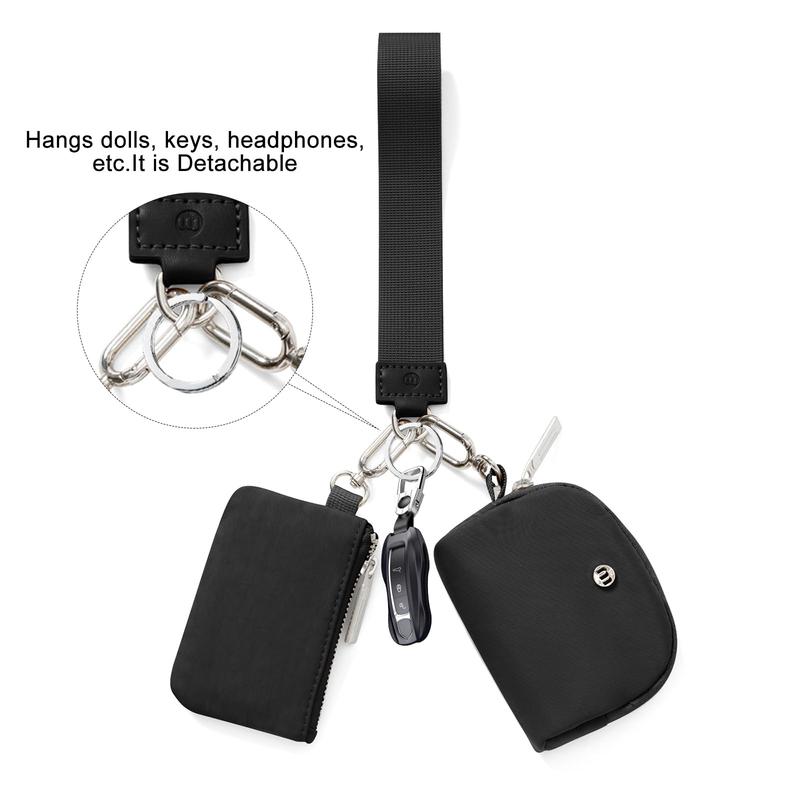 Mini Zip Around Wristlet Wallet for Women Dual Pouch Wristlet Portable Coin Purse Mini Women Coin Pocket