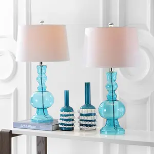 JONATHAN Y Genie Glass LED Table Lamp , for bedroom, living room, foyer, hallways, dining room, dorms