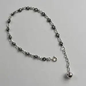 Sterling Silver Floral Chain Anklet