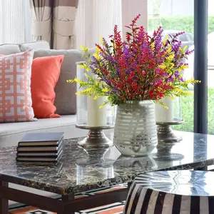 Artificial Lavender Flower, 20 Bundles Fake Flower, UV Resistant Shrubs, Decorative Faux Plastic Greenery for Indoor Outside Hanging Plants Garden Porch Window Box Home Wedding Farmhouse Decor, Fruit