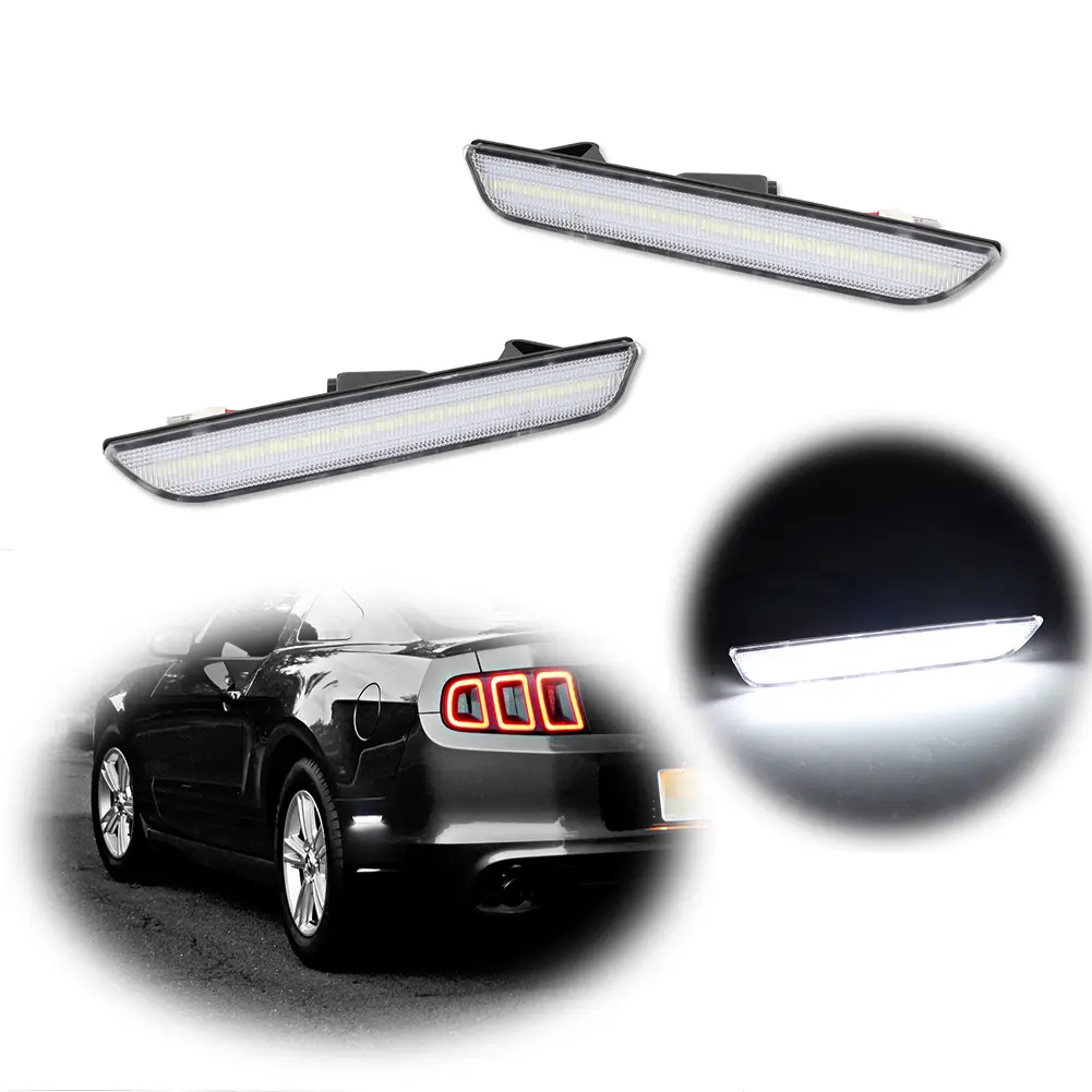 2pcs Clear Lens White SMD LED Rear Side Marker lamps Lights For 2010 2011 2012 2013 2014 Ford Mustang S197, Replace OEM AR3Z-15A201-D, AR3Z15A201D, AR3Z15A201C, AR3Z-15A201-C