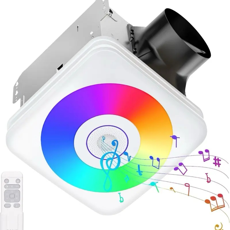3-in-1 Bathroom Exhaust Fan with Bluetooth Speaker, LED Light, 110/160 CFM Quiet Ventilation, 1500LM, 2700K-6500K Adjustable Color Temp, Night Light, Remote Control, 11.39" x 10.42" Ceiling Cut-Out