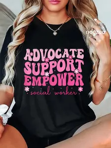 100% Cotton Unisex Advocate Support Empower Groovy Social Worker Graduation MSW T-Shirt Casual Top