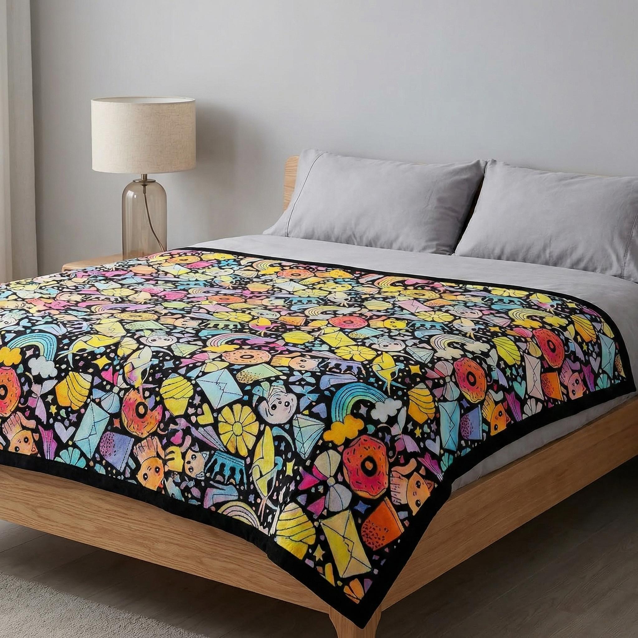 DIY Coloring Blanket for Adults with 24 Markers Cozy Velvet Kit for Everyday Use & Home Decor Adds a Unique Touch to Living Rooms or Kids' Spaces