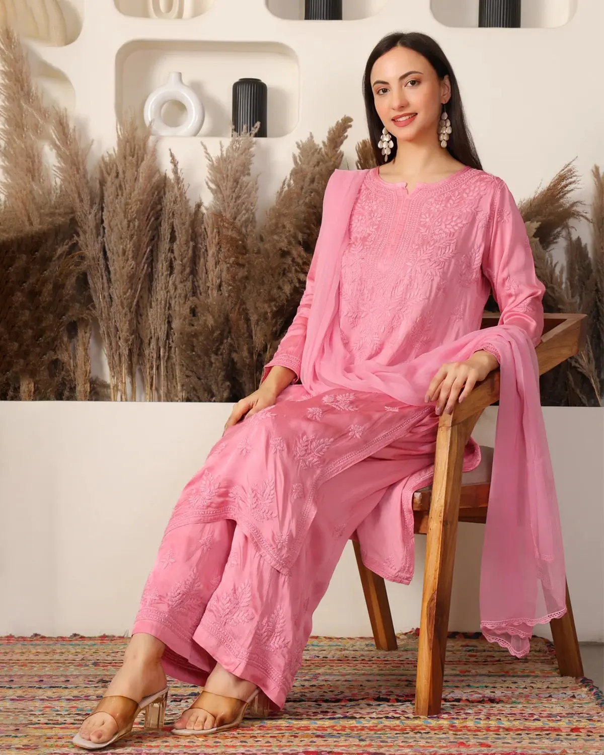Makhmal Modal Pink Suit Set