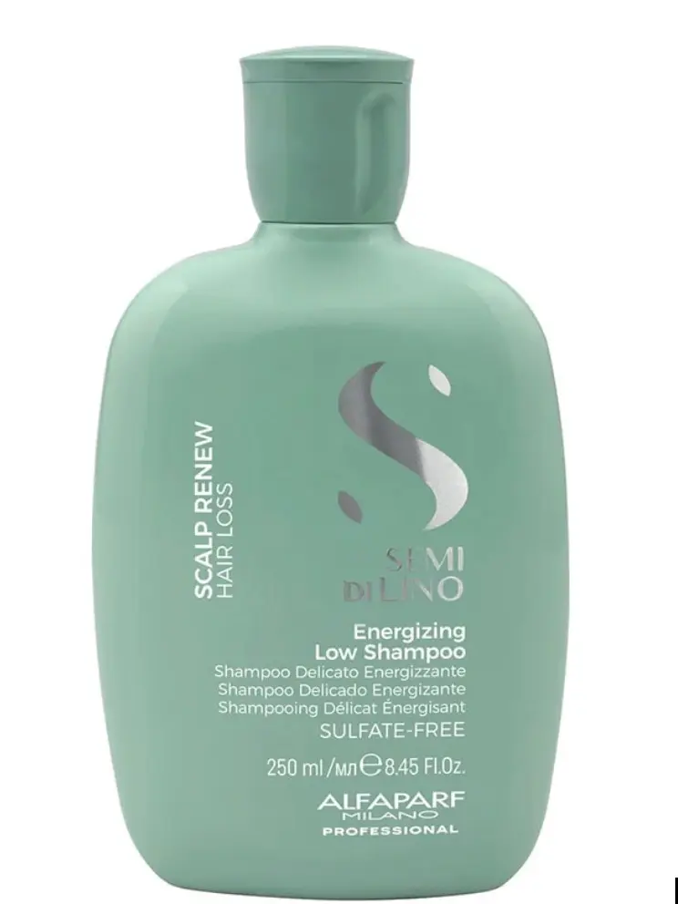 Alfaparf Milano Semi di Lino Scalp Renew Low Shampoo - Sulfate-Free Daily Haircare Cleanser with Probiotics, UV Protection, Peppermint, Fine Foam for Anti-Hair Loss, Thinning Hair & Radiant Results, Paraffin-Free, Liquid, Alpha-Glucan Oligosaccharide, 8.4