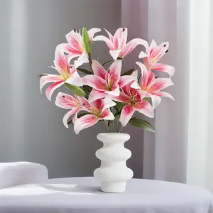 Valentine’s Sweetest Gift Ideas 4/8 Stems Simulated Lilies Long Stem Imitation Tiger Lilies Artificial Bouquet for Home Hotel Floral Party Decoration Gifts for Women