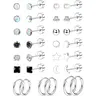 Jstyle 18 Pcs Flat Back Stainless Steel Stud Earring Jewelry Set - Hypoallergenic, Tarnish Proof Jewelry, 10mm Beads & Small Stud Hoops, Silver Gold Black, for Adults with Sensitive Ears & Cartilage Piercings