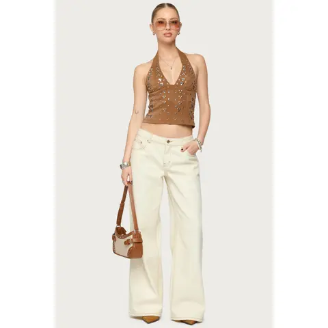 Contrast Stitch Low Rise Baggy Jeans