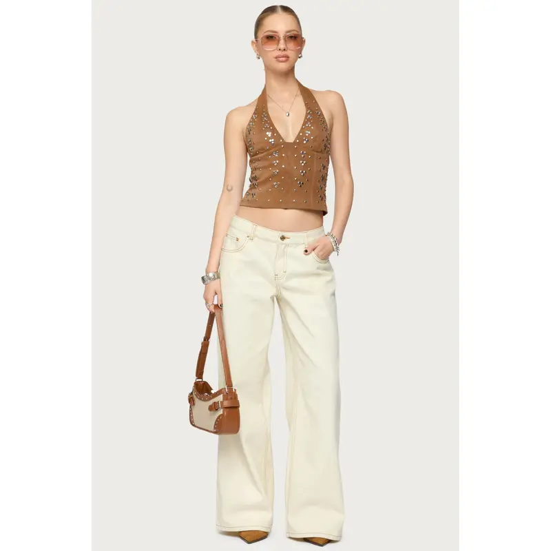 Contrast Stitch Low Rise Baggy Jeans