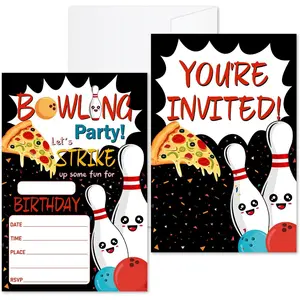 Bowling Birthday Invites Cards For Boys Girls, Let's Strike Up Some Fun Birthday Party Invitations For , 20 Birthday Invitation Cards With Envelopes, Bowling Birthday Party Decorations - Ty03