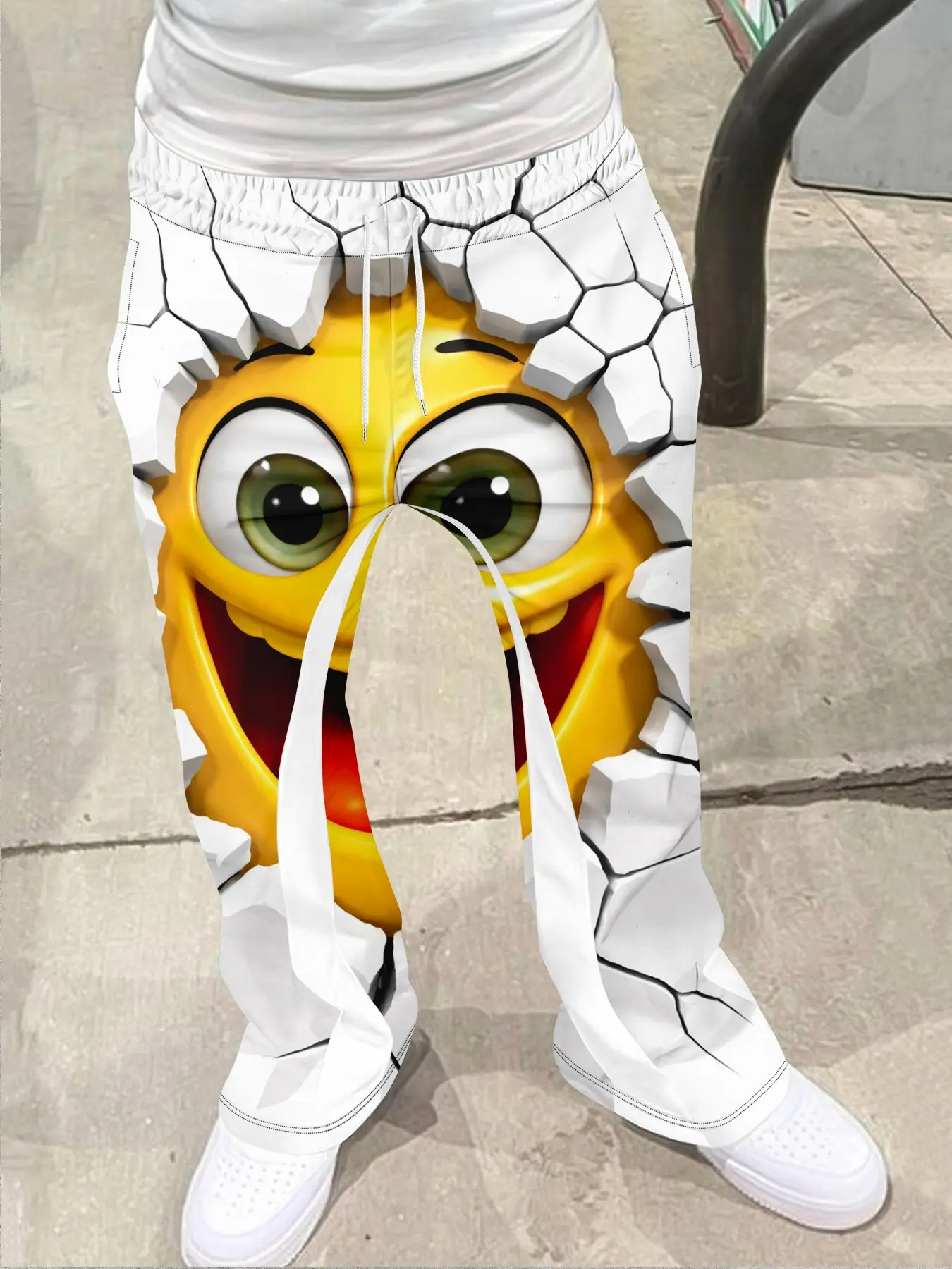 Funny Emoji Print Loose Bell Bottom Pants, Humorous Casual Long Pants, Fitted Geometric Pattern, All Seasons Wear, Fashion Casual Stretchy, Casual Commuter Pants, Casual Trousers, Casual Comfy Stretchy, Casual Style Bottoms